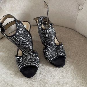 Double buckle Rhinestone studded dancing shoes